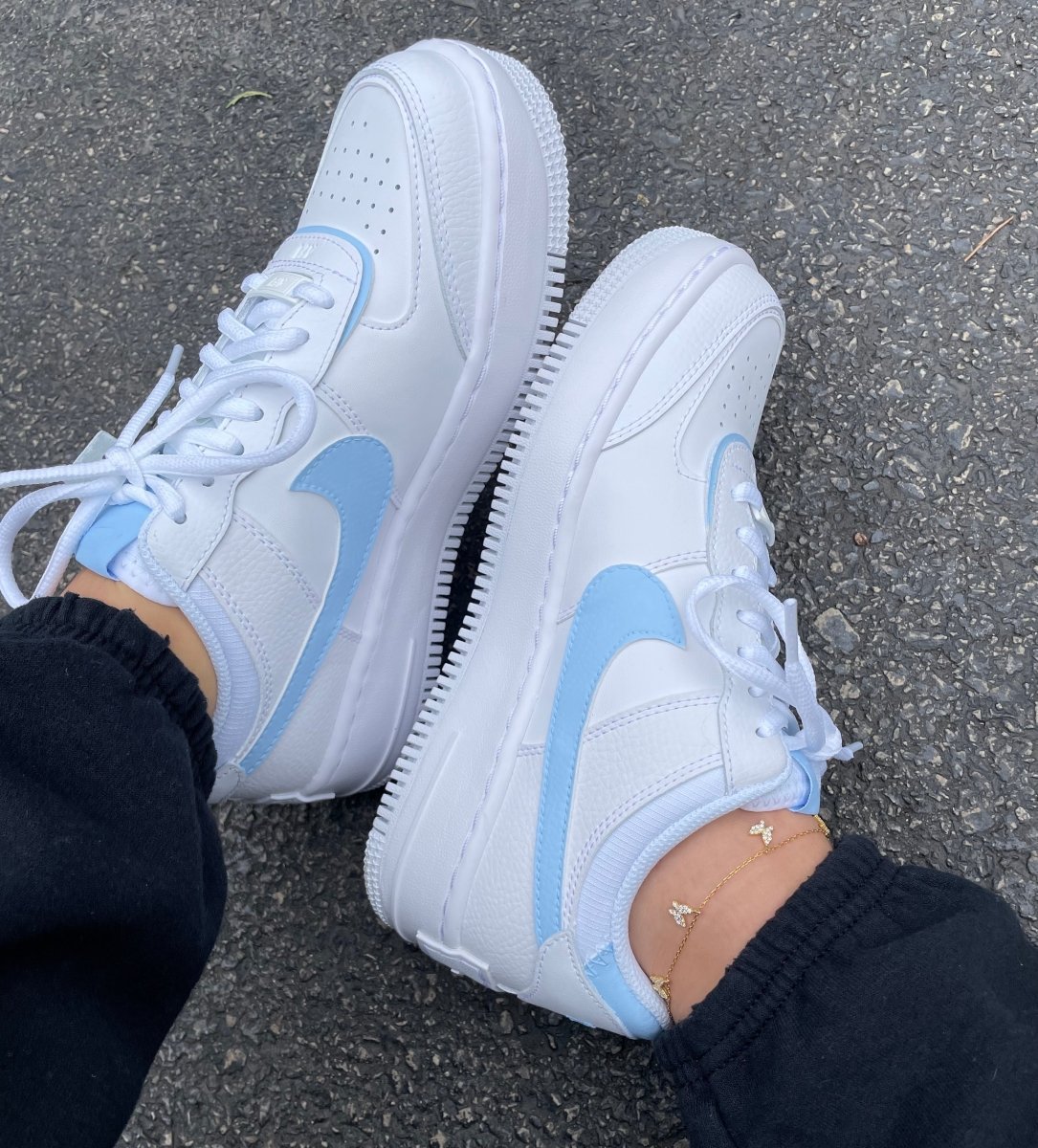 Baby Blue Shadow Nike AF1 (Women's) - DJ ZO Designs