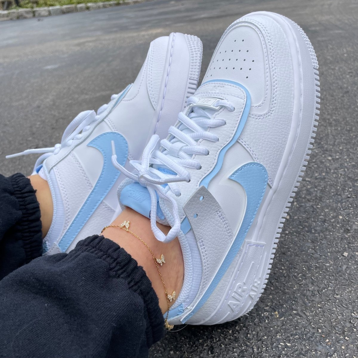 Baby Blue Shadow Nike AF1 (Women's) - DJ ZO Designs