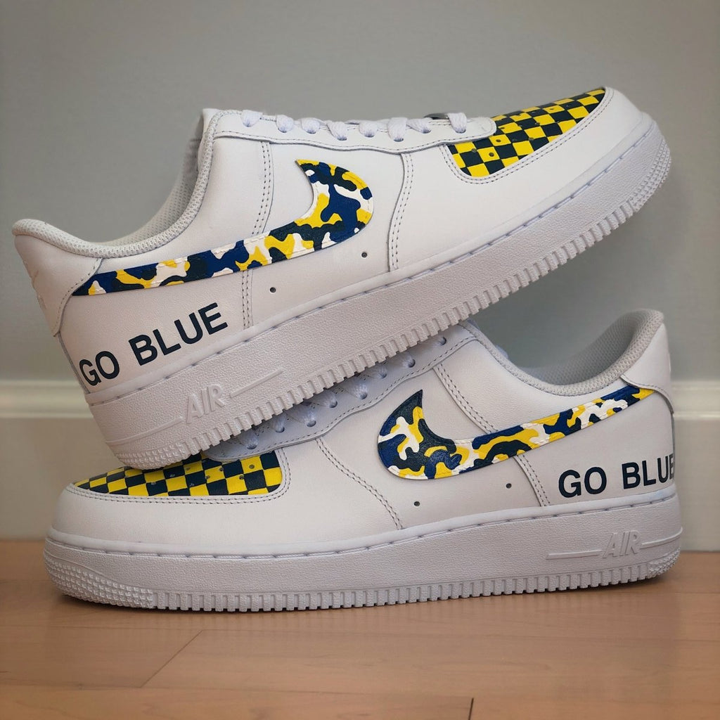 Nike Air Force 1 Custom Shoes Cartoon Drip Yellow Blue Swoosh