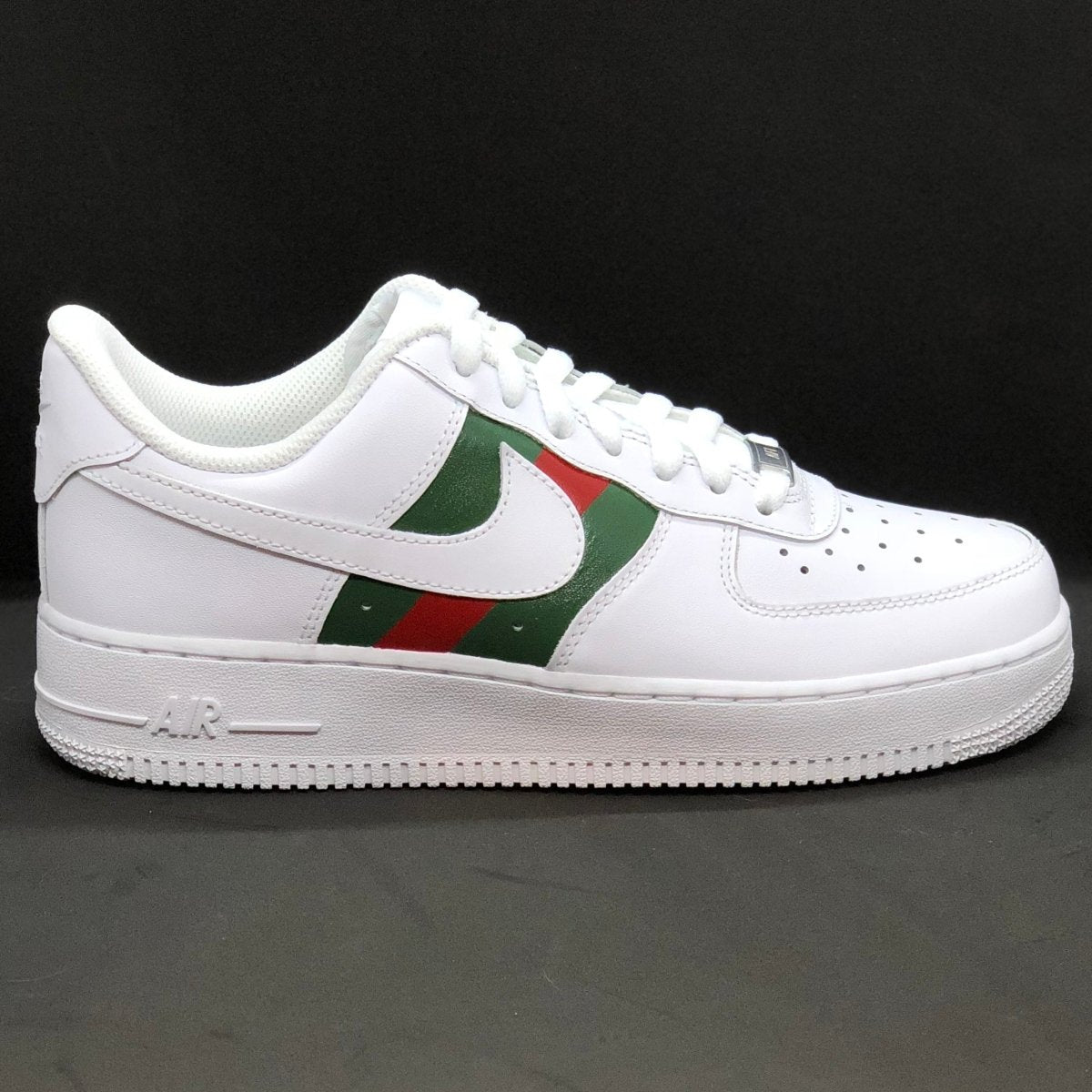 Green and Red Striped Nike AF1 (Kids) - DJ ZO Designs