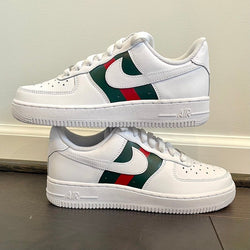 Green and Red Striped Nike AF1 (Women's) - DJ ZO Designs