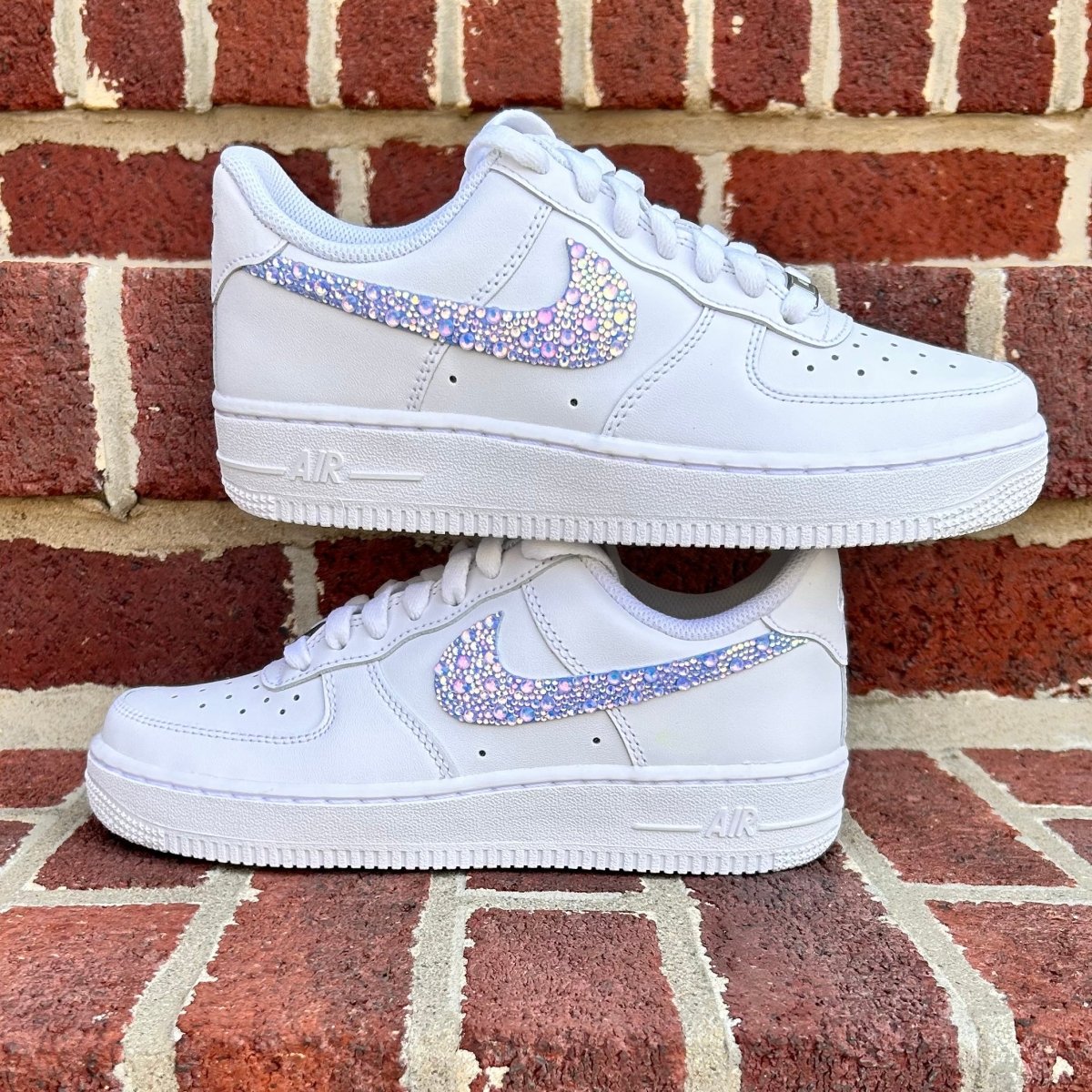 'Iridescent Blue Sparkle & Glow' Nike AF1 (Kids) - DJ ZO Designs