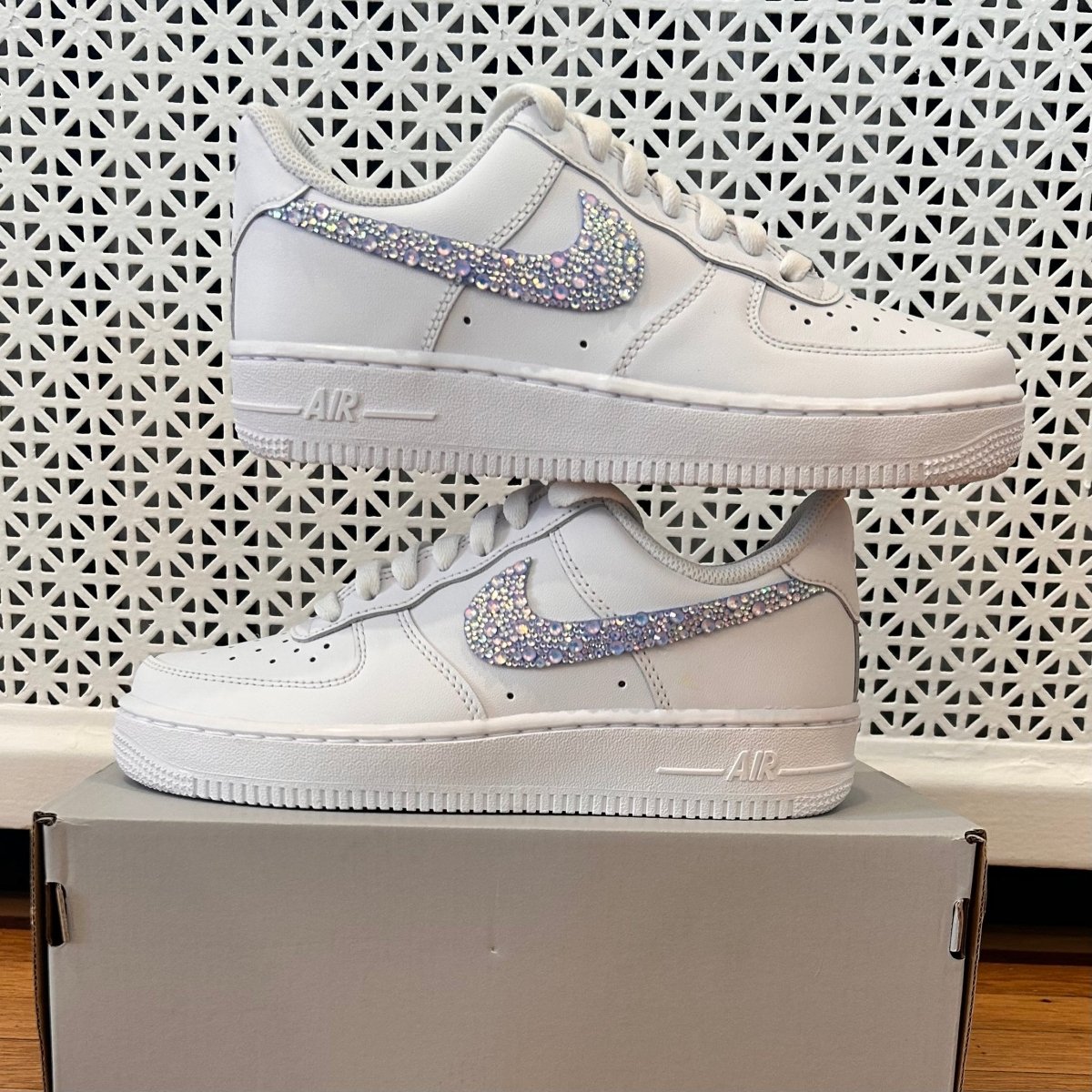 'Iridescent Blue Sparkle & Glow' Nike AF1 (Women's) - DJ ZO Designs