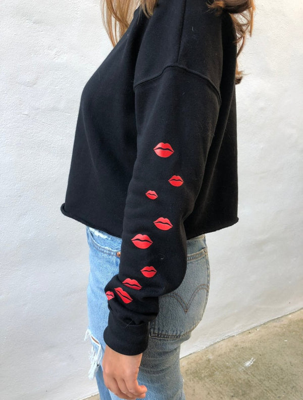 Kisses Long Sleeve Cropped Sweatshirt - DJ ZO Designs