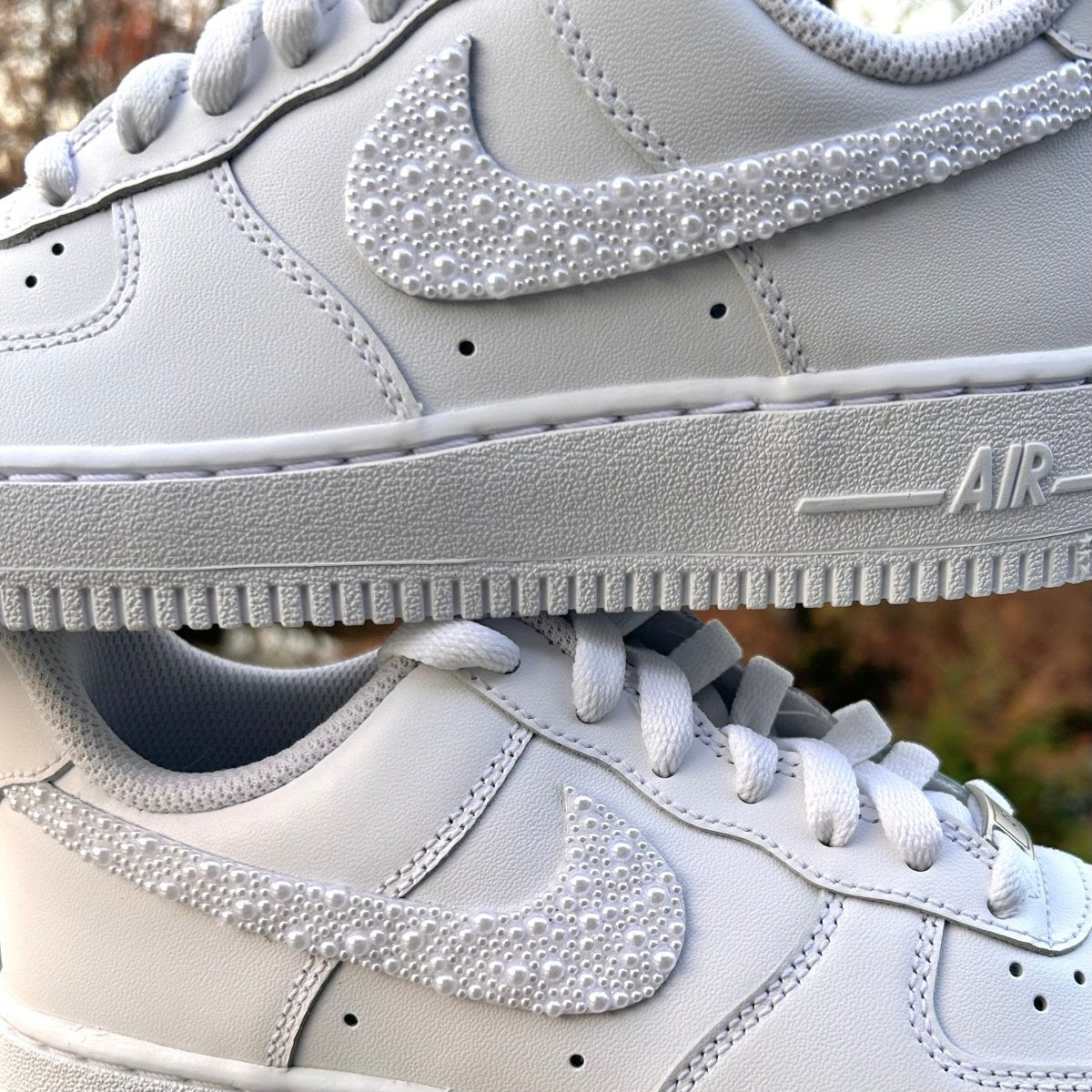 Pearl Swoosh Nike AF1 (Women's) - DJ ZO Designs