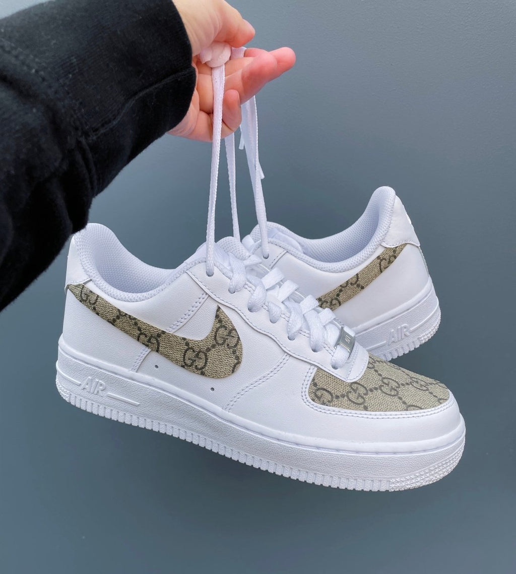 Gucci Nike Air Force One Sneaker Custom  Custom nike shoes, Cute nike shoes,  Air force one shoes