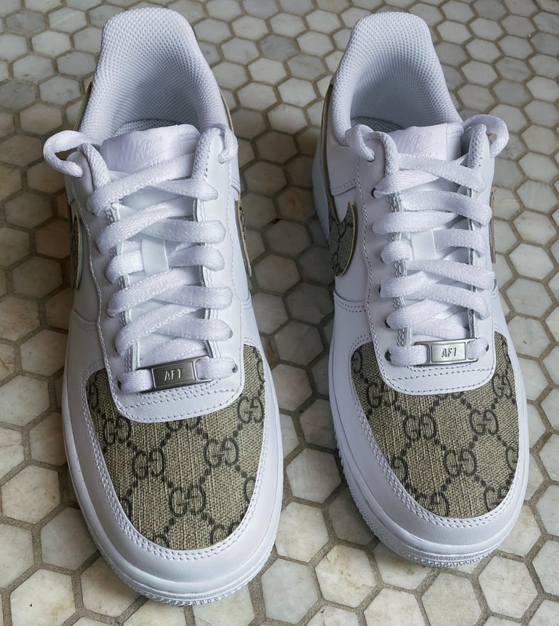 Gucci Nike Air Force One Sneaker Custom  Custom nike shoes, Cute nike  shoes, Air force one shoes