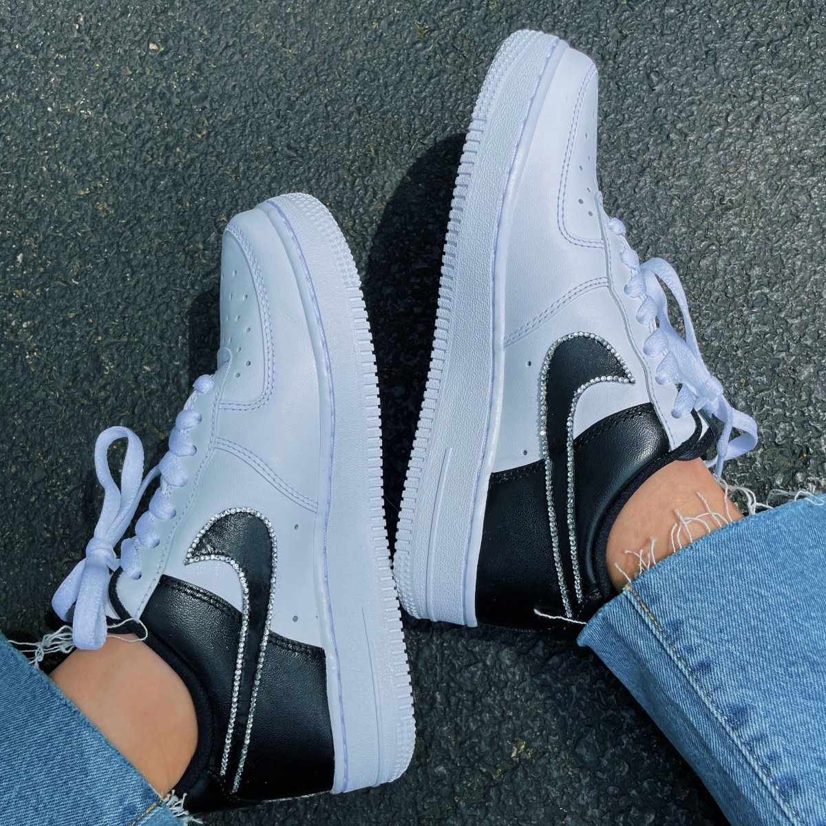 'The Elton' Black and White Nike AF1 (Kids) - DJ ZO Designs