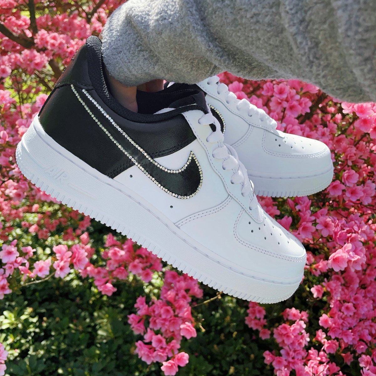 'The Elton' Black and White Nike AF1 (Kids) - DJ ZO Designs